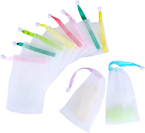 Seifentücher, 10 Stück Seifen aus Mesh, Bio-Seifenbeutel, Seifennetz, Seifennetz, Foamie-Seifennetz, Seifennetz, Seifennetz aus Foamie, Seifentaschen mit Kordelzug, Seifenbeutel