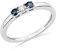 MIORE Schmuck Damen 0.06 Ct Diamant Ewigkeitsring mit 2 Edelsteine Geburtssteine natürliche blaue Saphire und Solitär Diamant Brillant Ring aus Weißgold 9 Karat (375) Gold