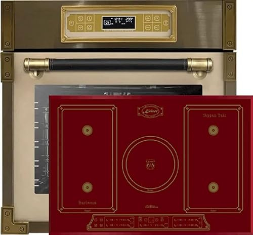Kaiser Set di fornelli EH 6726 ElfAD + KCT 7797 FI RotEm, forno da incasso retrò,elettrico, 11 funzioni di funzionamento + piano cottura a induzione da 77 cm, vetro rosso