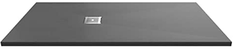 nuie NLT71053 Modern Bathroom Slimline Rectangular Shower Tray - Grill Not Included, 800mm x 1600mm, Slate Grey