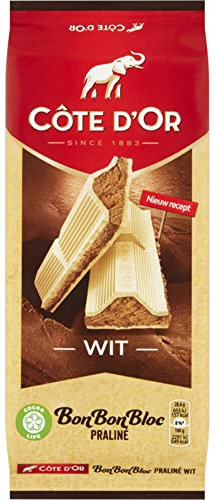 Cote D'Or Chocolat | Tablette De Chocolat Côte D'Or Bonbonbloc Praliné Blanc | Chocolat Belge | Chocolat Cote D'Or | 200 Gramme Total