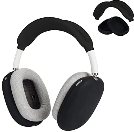 kwmobile Silicone Headband and Ear Pads Cover Set Compatible with Apple Airpods Max - Covers - Black/Black