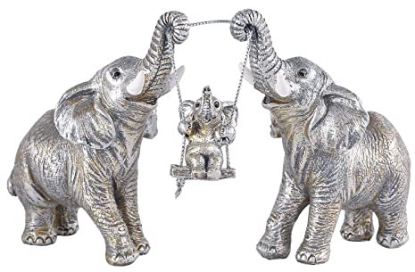 Elephant Statue.Silver Elephant Decor for Women,Mom Gifts.Elephant Figurines Brings Good Luck, Health, Strength.Decoration Ornaments for Living Room,Table Centerpiece, Shelf, Office Decor (Silver)