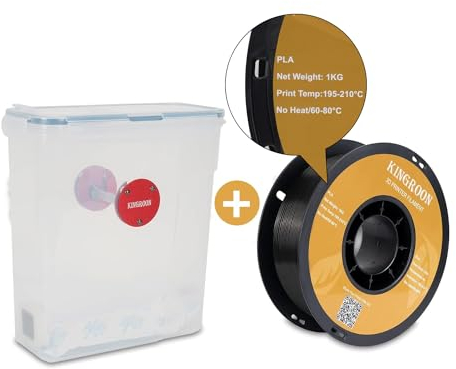3D Printer Filament Dryer Box, Keeping Filament Dry During Printing 4L Including 1kG Black Filament Compatible with 0.5/1KG Filament and PLA PETG ABS Material