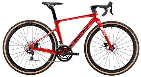 KABON Carbon Gravel Bike, T800 Carbon Fiber Rahmen 700C Rennrad mit 18 Gängen, integriertem Carbonlenker, Scheibenbremsen Rennrad für Unisex