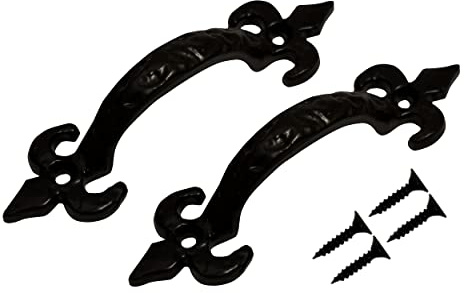 TERF® Heavy Duty Vintage Style Antique Black Door Pull Handle 175mm (7 inch) Including Fixing Screw for Kitchen Cupboard Cabinet Drawer Door Gate Pull Handle - Pack of 2
