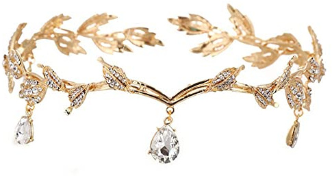 REYOK Tiara de Cristal de Boda Tiara de Corona del Rhinestone de Tiara Hermosa de Boda de Moda Tiara Nupcial de Princesa Tiara de Cristal de Mujeres(Dorado)