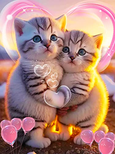 DIY 5D Diamond Painting, Katze Diamant Painting Kit, Strass Kristall Kit Schlafzimmer Wohnzimmer Wanddekoration (30 * 40cm)