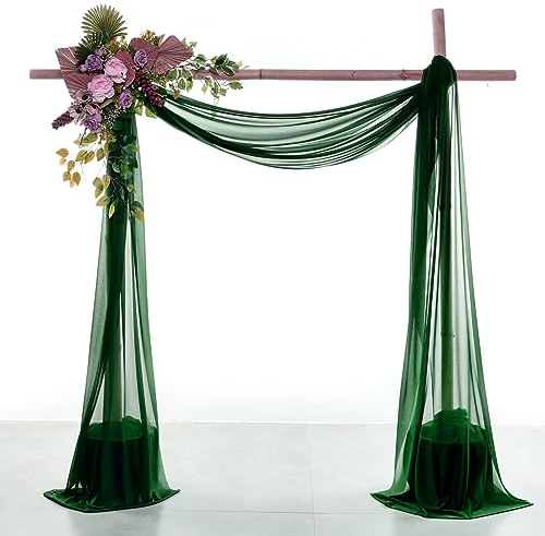 VDS Vorhangstoff, 76,2 x 6,8 m, Hochzeitsbogen, durchsichtig, Chiffon-Stoff, Vorhang für Hochzeitszeremonie, Empfang, Girlande, Baldachin, Chuppah, ARBO, Altäre, Dekoration, Jägergrün, 1 Stück