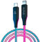 Statik GloBright Câble de chargeur USB C à iProduct lumineux – Câble de chargement LED tressé, Cable à charge rapide 27W, transfert de données, cordon de chargement lumineux de téléphone - 6FT/2M