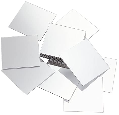 PH PandaHall 50pz Mini Piastrelle A Specchio,Acrilico Specchio Quadrato Adesivo Piccolo Specchio Quadrato Mosaico Piastrelle Specchio Artigianale Piastrelle per Artigianato Fai Da Te Casa Parete