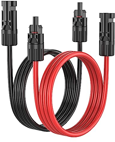 MOSWAG Solar Kabel 1M, 4mm² 12AWG Solar Panel Verlängerungskabel, Solar Verlängerungskabel mit Stecker und Buchse für Solar Panel Stecker, Solar Controller, Batterie