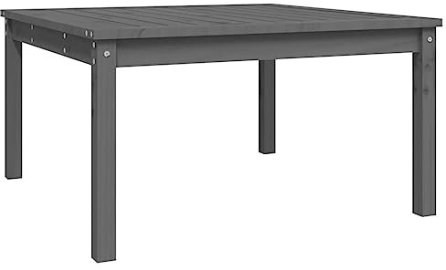 vidaXL Gartentisch, Couchtisch Holzrahmen, Beistelltisch für Garten Terrasse, Loungetisch Kaffeetisch Balkontisch, Grau 82,5x82,5x45cm Massivholz Kiefer