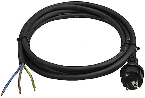 Anschlussleitung Zuleitung Gummi 3-polig H05RR-F 3x2,5 mm² Schutzkontaktstecker mit Leitung, Gummikabel 3G2,5 Schwarz IP44 (Größe: 3,0 Meter)
