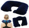 HOVUK Blue Inflatable Travel Pillow 43cm, Lightweight and Foldable U-Shape Neck Support Cushion, Polyester Cushion for Neck Pain Relief