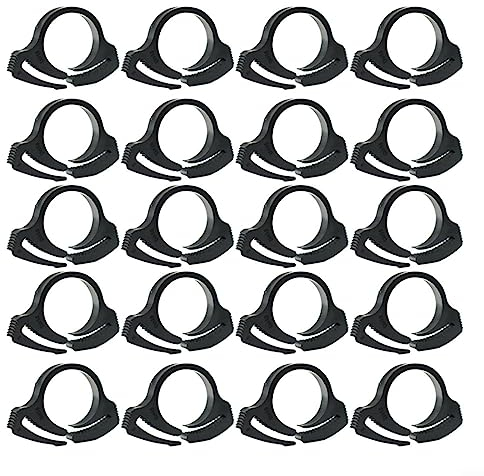 Juego de 20 abrazaderas de trinquete de plástico, juego de abrazaderas de manguera seguras y a presión negras para manguera de jardín (φ16 mm)