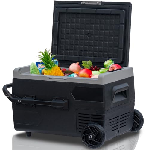 SMETA Portable Camping Fridge 50L, -20°C to 20°C Compressor Fridge Freezer, 12/24V DC & 240V AC, Portable Freezer for Car, Campervan, Lorry, Truck, Boat, RV, Camping & Home