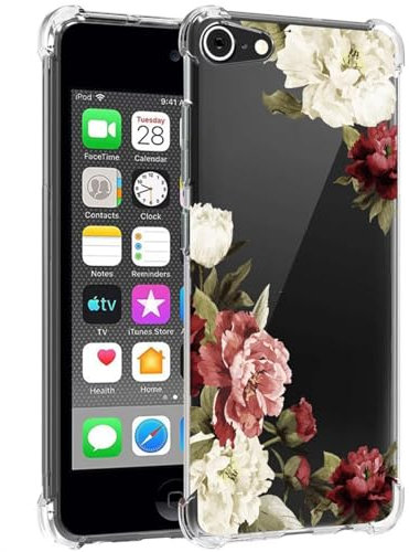 Jhxtech Schutzhülle für iPod Touch 6 / Touch 5 / Touch 7 Mädchen Damen, dünn, stoßfest, klar, Blumenmuster, weich, flexibel, TPU, Schutzhülle für iPod Touch 7, Blütenblume