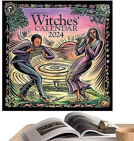 Hexenkalender 2024, Hexen-Wandkalender, Kreativer 12-Monats-Familienplaner-Kalender, Hexenkalender Kunst Für Heimdekoration, Fantasy-Hexe Tischkalender für Zuhause, Schule, Familienplaner