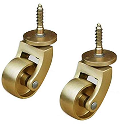 FLaig Heavy Castor Wheels-2pcs Solid Brass Stem Caster Wheels,360° Swivel Furniture Castor,Load Capacity 100kg,Wheel Diameter 1.25in/32mm,with Threaded Rod,Suitable for Piano Feet,Sofas,Tables,Movable