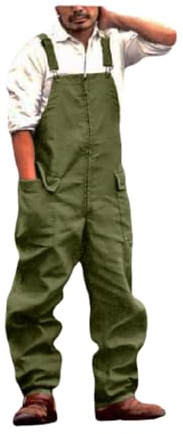 yuwqqoajv Salopette Vintage pour hommes, vêtements de travail durables et élégants pour hommes modernes, bretelles amples, pantalon de travail en Polyester polyvalent, Armée verte, 5XL