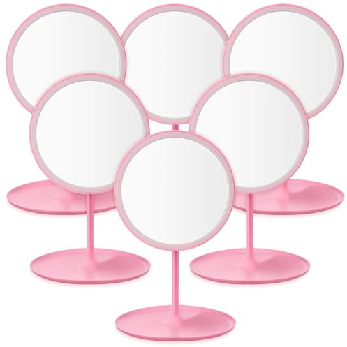 DoubleFill Lot de 6 accessoires de fête spa pour filles - Miroir de maquillage pour spa, mariage, fête d'anniversaire - Cadeau (rose)