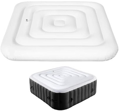 Couvercle De Spa Gonflable – Couverture De Spa Carrée De 130 Cm | Couvertures De Spa Haut De Gamme À Économie D'énergie | Couvercle De Spa Gonflable avec Poignées | Protégez Votre Spa