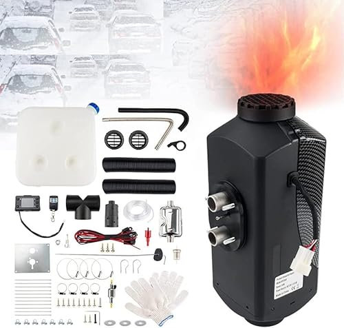 12V Dieselheizung, 8KW Standheizung Diesel, Air Diesel Heizung mit LCD Schalter Fernbedienung Schalldämpfer, Luftheizung Air Diesel Standheizung für Auto RV Boote LKW KFZ PKW Wohnmobil(Schwarz)