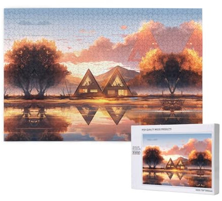 Dreieck-Baupuzzles für Erwachsene, 1000 Teile, Holzpuzzle für Familie, Freunde, Heimdekoration, Wandkunst, 75 x 50 cm