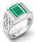 Gems Vibes Vintage Smaragd Verlobungsring für Männer Siegelring Statement Ring Antik Filigraner Stil Feiner Jewelrt 925 Sterling Silber Kolumbianischer Smaragd Ring (Smaragd)
