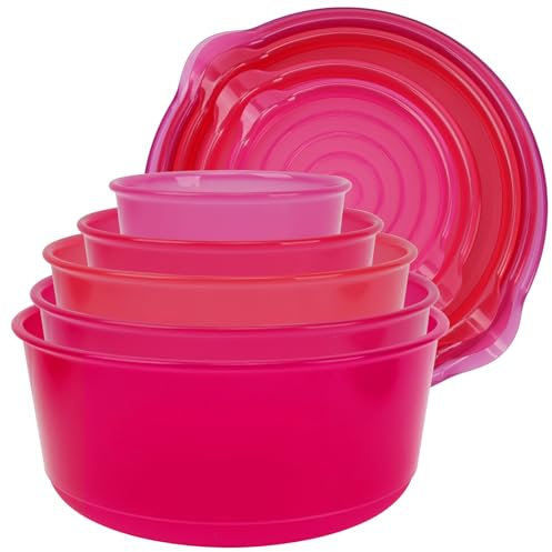 ANJUKE 10pcs Plastic Mixing Bowls with Lids,Gradient Purple Nesting Salad Bowls for Baking,Cooking,Serving,and Storage - Large, Durable, and Stackable(0.7-4.4L)