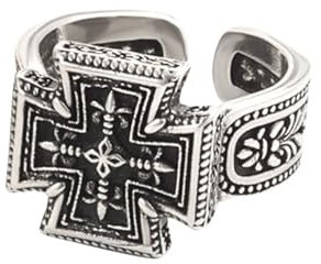 Feizikaw Valentine's Day Hochzeit Versprechen Ring Geprägter -Ring, modische Persönlichkeit, exquisiter High-End-offener Zeigefingerring (Silver, 13.5mm)