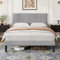 Vesgantti Double Bed Frame with Adjustable Linen Headboard, Solid Wooden Slats & Upholstered Platform, Easy Assembly, No Box Spring Needed, Under Bed Storage, 4FT6 Double Bed, 135 x 190 cm, Light Grey