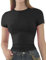 Womens Basic Short Sleeve Slim Fit T Shirts Soft Crewneck Crop Y2k Tees Summer Stretchy Cute Tops Black M