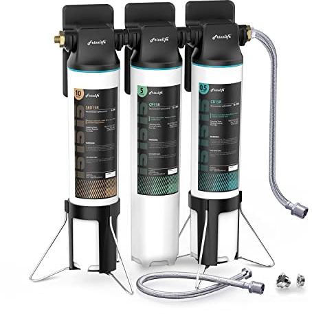 Frizzlife TW15 Untertisch-Wasserfiltersystem, NSF/ANSI 53&42 zertifizierte Elemente, reduzieren 99,99% Blei, Chlor, Chloramin, Fluorid, schlechten Geschmack & Geruch, Direktanschluss, 0,5 Mikron