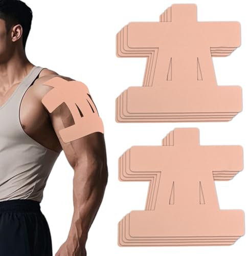 10stk Kinesiologie Tape für Schulter, Wasserdicht Vorgeschnittene Muskeltape-Streifen Atmungsaktiv Elastisches Sport-Aufkleber zur Schulterunterstützung für Sport & Physiotherapie (Beige)
