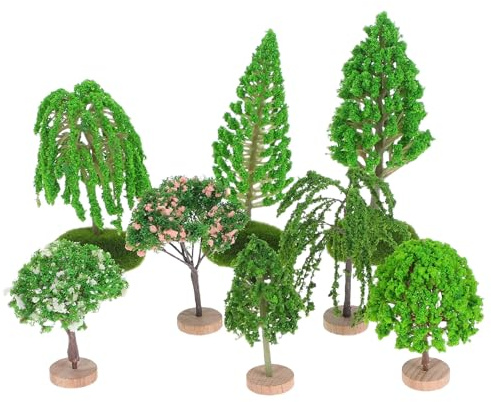 Didiseaon Bäume Miniatur 8stücke Kleiner Baummodell und Kunststoff Grüne Landschaftsdeko für Sandtisch Modelleisenbahn und Modellbau