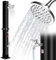Inoamity Douche Solaire Piscine 60L - Douche Exterieur Solaire Haut de Gamme avec Pommeau de Douche Pivotant à 360° et Douchette pour Les Pieds, Température Réglable Jusqu'à 60°C, 215cm, Noir (60L)