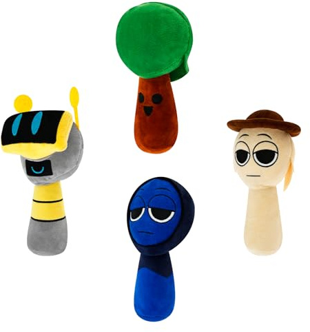 Alongen 4 Pcs Plush Toys,9.45'' Toys Plush Games Plushies Toy for Fans,Soft Stuffed Animal Pillow Figure Doll Interesting Games Plushies Set for Girls and Boys(Set C)