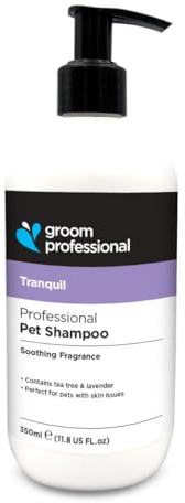 GROOM PROFESSIONAL Tranquil Dog Shampoo - Soothing Anti-Itch Formula with Tea Tree & Lavender - Calms, Cools & Relieves Itchy, Irritated Skin - Deep Cleansing & Removes Odour from Smelly Dogs, 350ml
