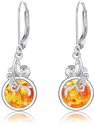 REDSUN Bärnsten örhängen S925 sterlingsilver ranka 8 mm bärnsten örhängen livsträd smycke allergivänlig för kvinnor fru flickvän dotter mamma födelsedagspresent alla hjärtans dag