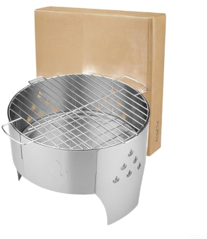 Barbecue portable en acier inoxydable - Réchaud à charbon pliable - Petit barbecue de camping - Équipement de cuisine en plein air