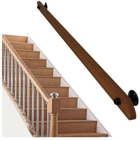 pasamanos para escalera Pasamanos de madera for escaleras, barra de apoyo contra la pared, kit de barra de apoyo for lofts de ancianos y niños, for hospitales y hogares. madera(50cm)