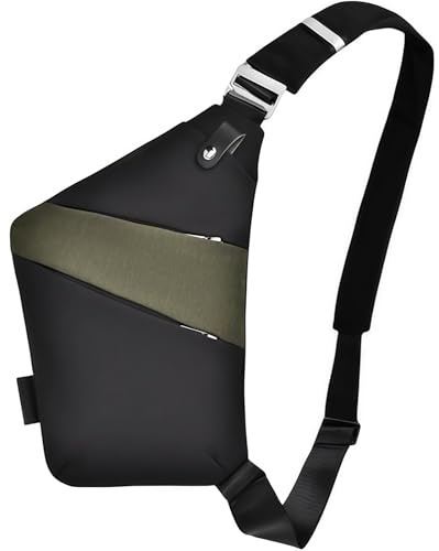 AAFGVC La Compatta - Antifurto Intelligente Borsa a Tracolla da Uomo, Design Piatto e Invisibile sotto la Giacca, Borsa da Viaggio Multifunzionale per Viaggi Lavoro e Uso Quotidiano (Nero Verde)
