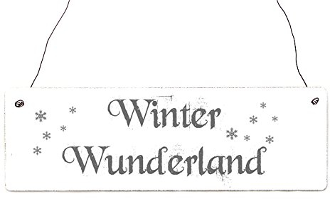 Interluxe Shabby Vintage Schild Türschild Winter WUNDERLAND Holzschild Weihnachten Deko
