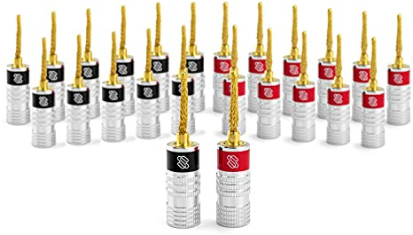 Sewell SilverbackSL Gold Pin Banana Plugs for Spring-Loaded Inputs, 12-Pack (SW-30006-12)