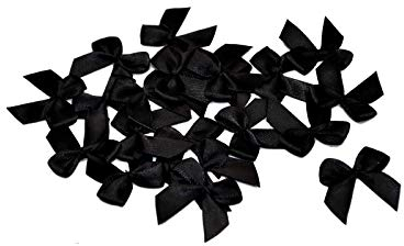 20 Stück Satinschleifen 2,5x3cm (schwarz 030) // Deko Schleifen für Hochzeit Taufe Kommunion Applikation Streudeko einfarbig