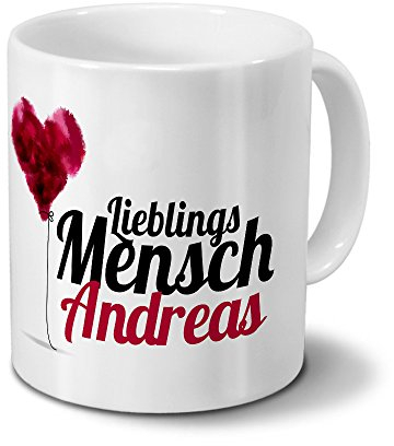 printplanet Tasse mit Namen Andreas - Motiv Lieblingsmensch - Namenstasse, Kaffeebecher, Mug, Becher, Kaffeetasse - Farbe Weiß