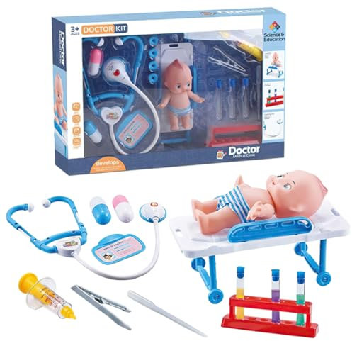 koolbitz Children Pretend Playset Medical Doctor Toys with Realistic Doll & Accessories Authentic Role Play Tools Educational Toy Gift for Kids 3+ Years Old Birthday Christmas Newyear