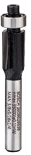 Bosch 1x PRO Bündigfräser mit untenliegendem Führungskugellager (für Weichholz, Hartholz, Ø 9,5 mm, Professional Zubehör Handfräse, Kantenfräse)